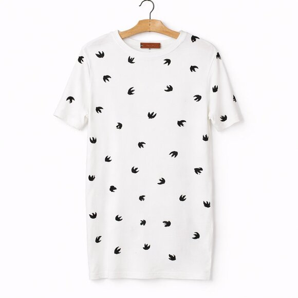 McQ by Alexander McQueen Tops - MCQ BY ALEXANDER McQUEEN | Signature Swallow Print Longline Shirt – Size Large